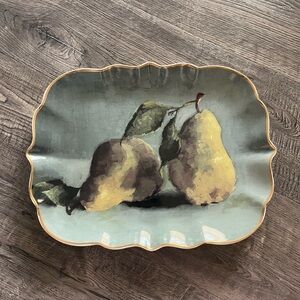 Decorative Marian Parsons Pear Plate with Gold Trim